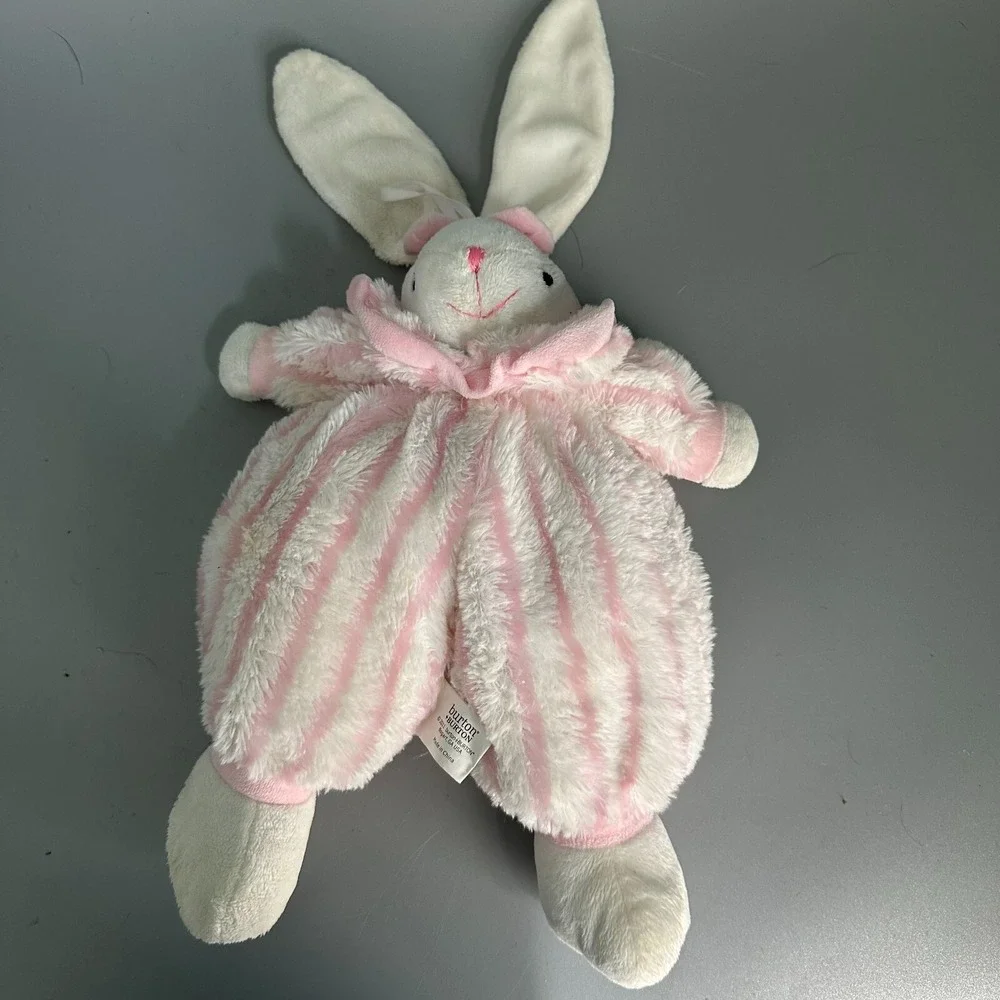 Burton + Burton Pink White Striped Bunny Rabbit Plush Stuffed Animal 2011 Toy